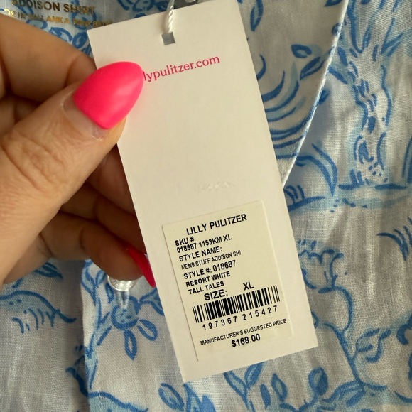 NWT Lilly Pulitzer Men’s Addison Shirt - Resort White - Picture 3 of 8